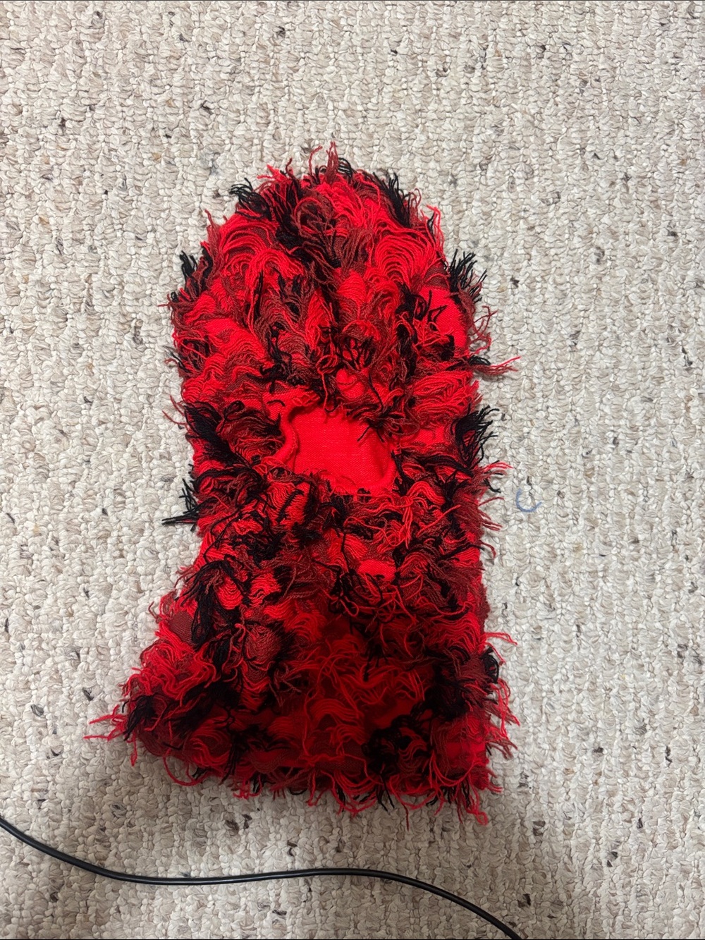Red and Black Fuzzy Knit Ski Mask